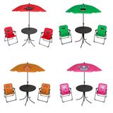 Mojawo Ensemble de meubles de camping pour enfants, set de 4 pièces, 2 chaises de camping pliantes + table + parasol, couleurs : rose