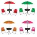 Mojawo Ensemble de meubles de camping pour enfants, set de 4 pièces, 2 chaises de camping pliantes + table + parasol, couleurs : rose
