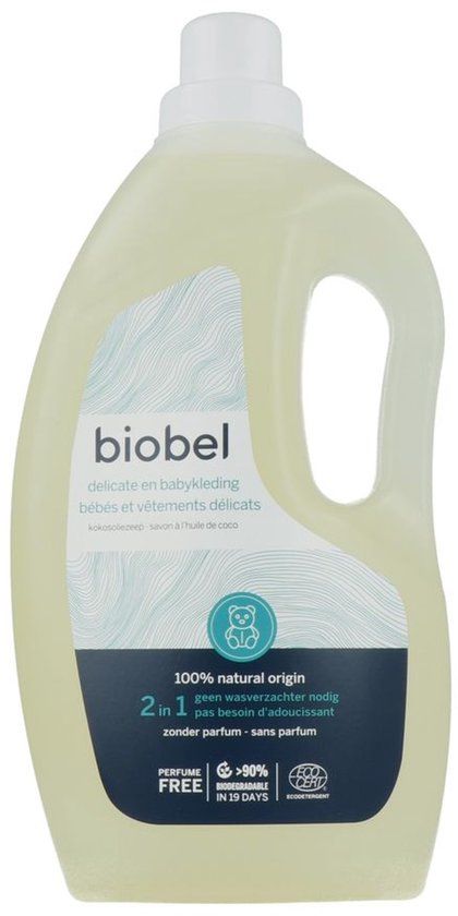 Biobel – Vloeibaar Wasmiddel voor Delicate en Babykleding – 1,5L – 100% Natuurlijk