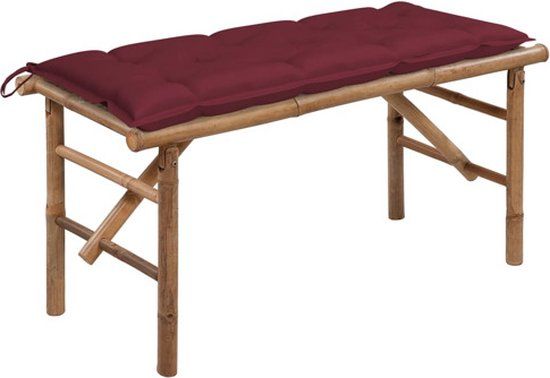 vidaXL Tuinbank inklapbaar met kussen 118 cm bamboe