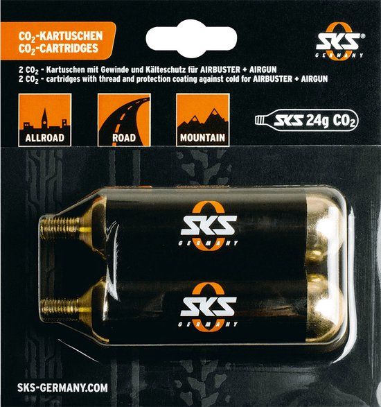SKS CO2 Patroon Airgun 24 Gram - 2 Stuks - Goud - Stadsfiets - Auto/Schrader
