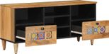 vidaXL meuble TV avec étagère, naturel, 100 x 33 x 46 cm, bois de manguier massif