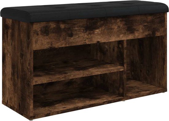 vidaXL Schoenenbank - 82x32x45,5 cm - Bewerkt Hout - Gerookt Eikenkleurig