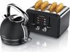 Arendo ontbijtset, 2-delig, waterkoker VINTAGE, broodrooster BREAKFAST X2, zwart