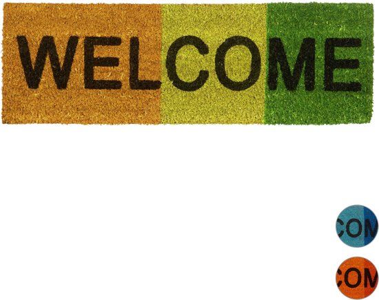 Relaxdays deurmat WELCOME 75 x 25 kokosmat meerkleurig voetveger voetmat PVC blauw