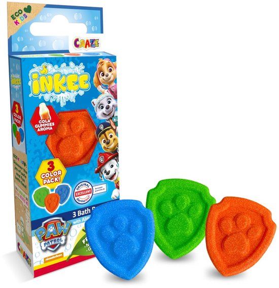 Mpk toys Inkee Paw Patrol Badbommen, verpakking van 3 stuks
