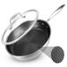 NutriChef Roestvrij Staal Koekenpan | Non-Stick DAKIN Coating, Krasbestendig Honingraatvuurpatroon, Inductie, Ovenbestendig tot 260°C, Ruimtebesparend, Gezond Koken, 30 cm