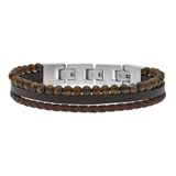 Save Brave Tyler geflochtenes Leder Herren Armband mit Klappverschluss aus Edelstahl - verziert mit Onyxperlen - in der Länge erweiterbar 18,5 + 3cm - ohne Nickel und Blei - inkl. Schmuckverpackung