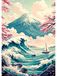 Diamond painting set - 5D adultes - Vue sur mer Mont Fuji - 30 x 40 cm - Forage entièrement rond