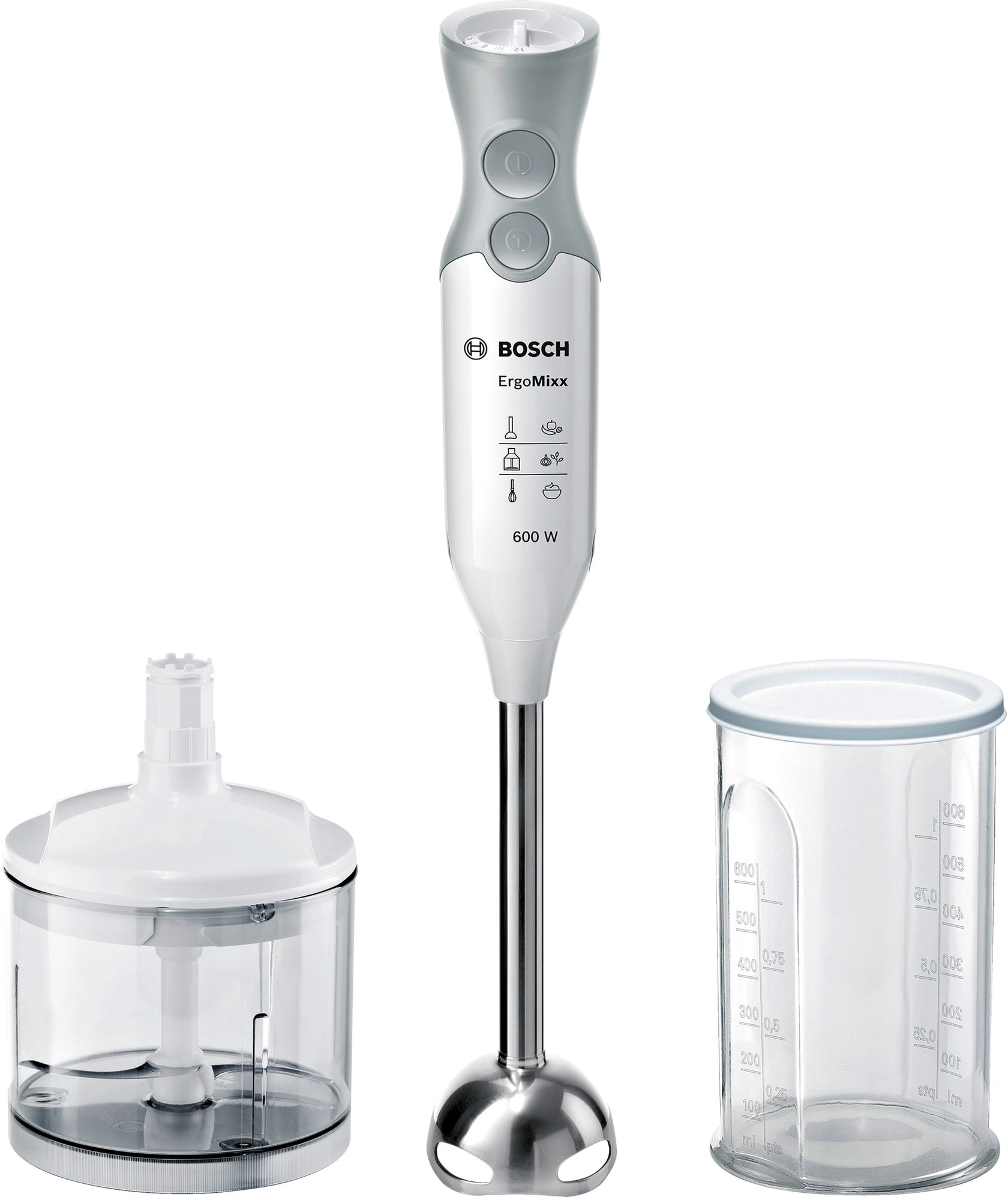 Bosch ErgoMixx MSM66120 Staafmixer - 600W - 12 Snelheden - Grijs/Wit