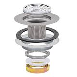 EZ-FLO Aanrecht zeef met flens en gegoten moer, roestvrij staal platte zeef met 3-1/2 inch tot 4 inch opening, 30031