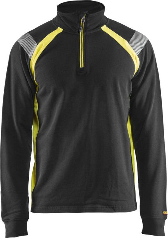 Blåkläder Sweatshirt halve rits Visible 3432-1158 - Zwart/High Vis Geel - XL