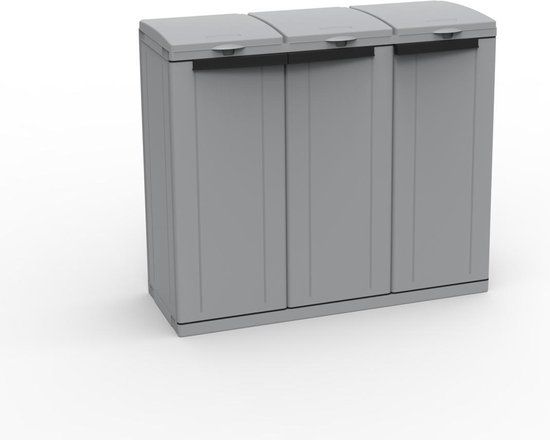 Terry Afval Opbergkast Ecoline 3 - 330 Liter - 3 Vakken - Zwart