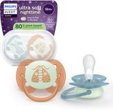 Philips Avent Ultra Soft Nighttime Glow-in-the-dark fopspeen - 18+ maanden - Blauw/Oranje - 2 stuks