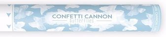 Partydeco Confetti shooter/kanon - papier - witte vlinders - 40 cm - feestartikelen bruiloft/huwelijk