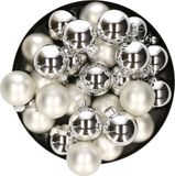 Othmar Decorations Bv Kerstballen set - glas - 36x stuks - zilver - 4 cm - glans en mat