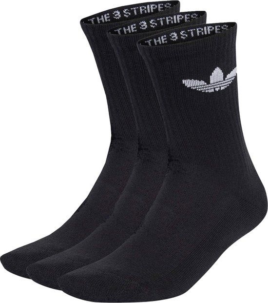 adidas Trefoil Crew Cushioned Sokken Unisex - Maat 31-33 - Zwart/Wit - 3 stuks