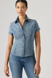 Levi's Shaped Denim overhemd met korte mouwen - Women's - S - Medium wassing / Hazy Days Ss