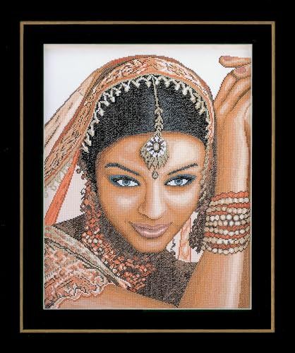 LANARTE Borduurpakket Kruissteek Schilderij INDIAAS MODEL Handwerkpakket voor Wanddecoratie 39 x 49 cm Borduurwerk met Telpatroon DIY Kit Moderne Kruissteek Cadeau Knutselen Voor Volwassenen