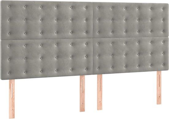 vidaXL Hoofdbord Lichtgrijs Fluweel 200x5x118/128 cm