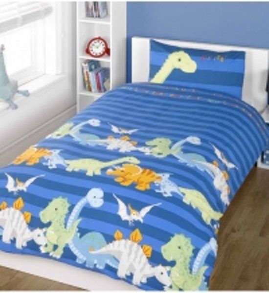 KKS Peuter Dekbedovertrek Blauw 120 x 150 Dinosaurus