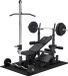 Gorilla Sports Banc de musculation noir avec poids 100 kg - Lat Pulley - Tapis puzzle - Set complet plastique