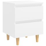 VidaXL Nachtkastje met massief grenenhouten poten 40x35x50 cm wit
