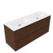 Saniclass Holz Pure Badkamermeubelset - 140x45x61.5cm - Flow solid surface wastafel wit - 2 wasbakken - zonder kraangaten - 4 lades - mat walnut pure (hout) SW1420794/SW1224151