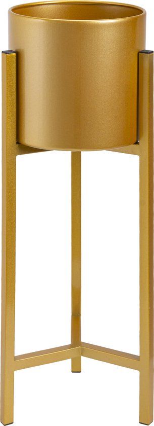 QUVIO Plantenstandaard metaal - Goud - 22x22x60 cm