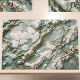 MarbLELIZED - Amerikaanse placemats, wasbaar, stoffen placemat met salie-marmereffect, set van 6 (30 x 45 cm)