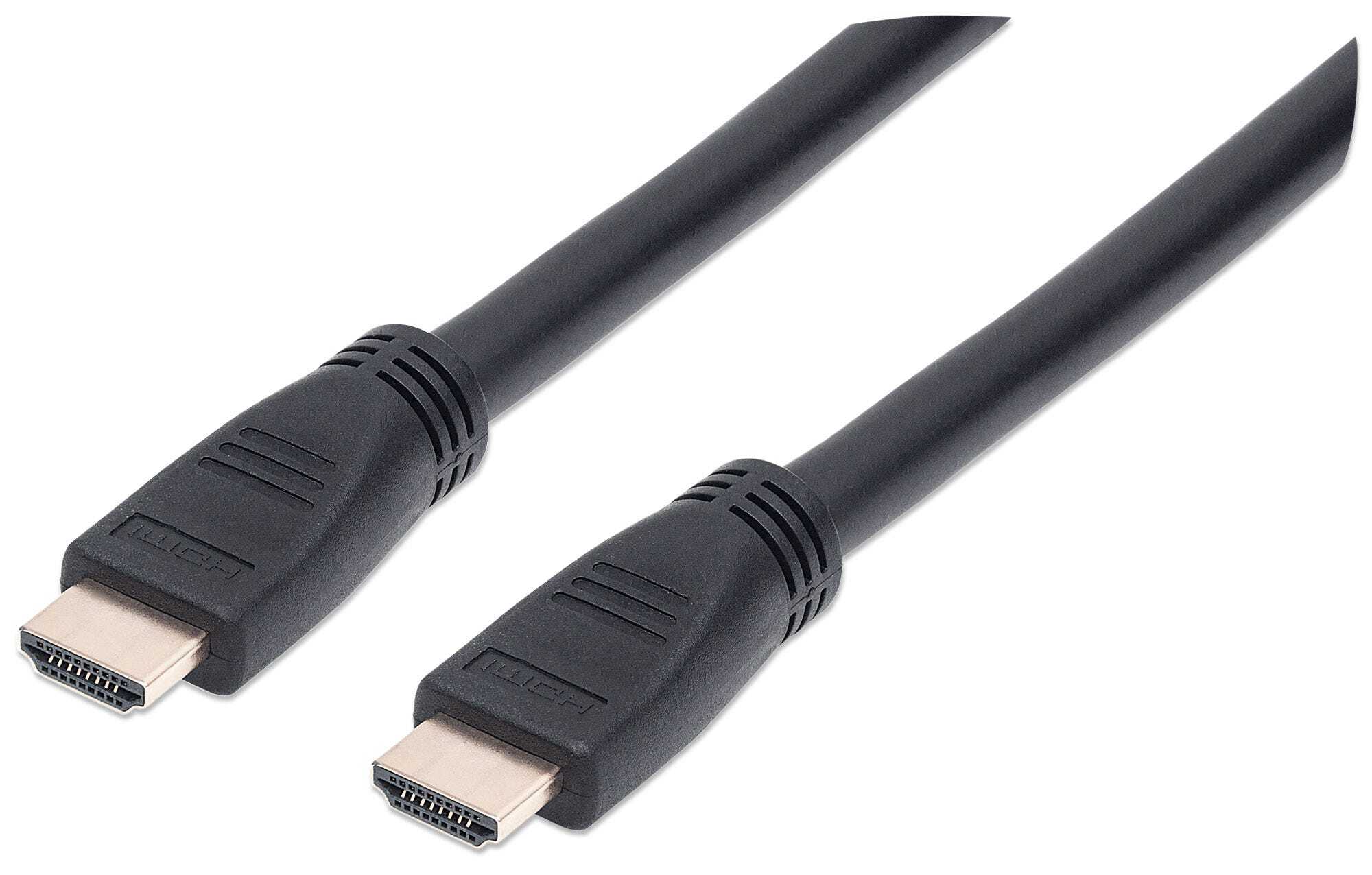 MANHATTAN HDMI In-Wall CL3 Cable with Ethernet, 4K, Male to Male, 10m, 4K@60Hz, HEC, ARC, 3D, In-Wall rated, Shielded, Black, Polybag