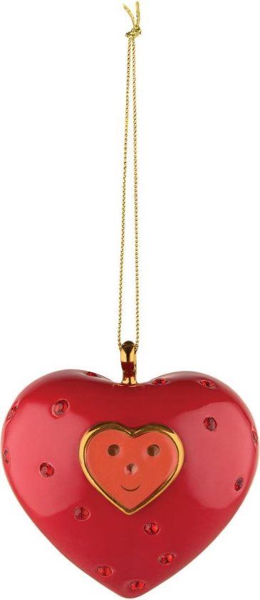 Alessi Kerstbal Faberjori - Hart - Rood - Porselein - 7.5 cm