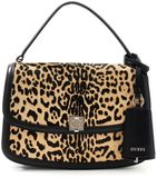 GUESS Leren schoudertas handtas Audrey Convertible Xbody Flap Leopard veelkleurig