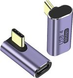 PremiumCord USB4 Adapter F/M, USB Type C Socket naar USB Type C Mannelijke Gebogen, UltraSpeed 40 Gbit/s, Aluminium, Kleur Space Gray