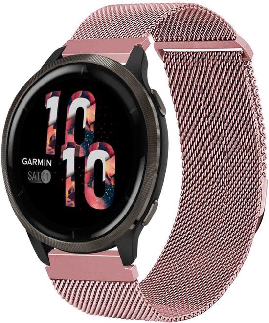 iMoshion Milanees magnetisch 22 mm bandje – Geschikt voor Garmin Venu 2 / Fenix 7 Pro / 7 / 7s / 6 Pro / 6 / Vivoactive 4 / Polar Grit X Pro / X / Vantage M2 / V2 - Maat S - Roze