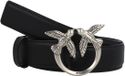 PINKO Leren Riem Love Berry H3 Belt W80 Black - Old Silver Zwart