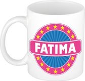 Bellatio Decorations - Fatima voornaam - koffiemok - beker - wit/roze - 300 ml