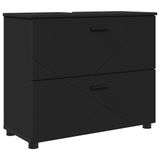 vidaXL Badkamerkast met lade, zwart, 76,5 x 35 x 64 cm, bewerkt hout & metaal
