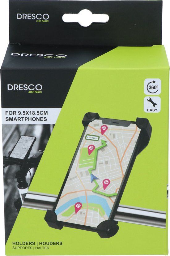 Dresco Telefoonhouder Fiets EZ Grip - Universeel - Zwart