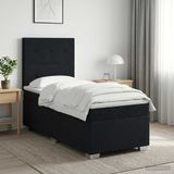 vidaXL Boxspringbed met matras, zwart, 90 x 190 cm, stof