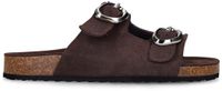 Sacha - Dames - Bruine suède slippers - Maat 42