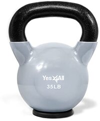 Yes4All Unisex's T1XL Kettlebell, H. 35 lbs-Grijs