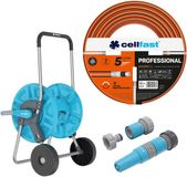 Cellfast Tuinslang PROFESSIONAL 3/4" 30 m + Set met rechte sproeier 3/4" IDEAL + Cellfast Aluplus-slangwagen 1/2" 60 m