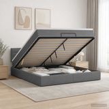 vidaXL Ottoman bed met matras, donkergrijs, 160 x 200 cm, stof