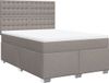 vidaXL Boxspring met matras stof taupe 160x200 cm