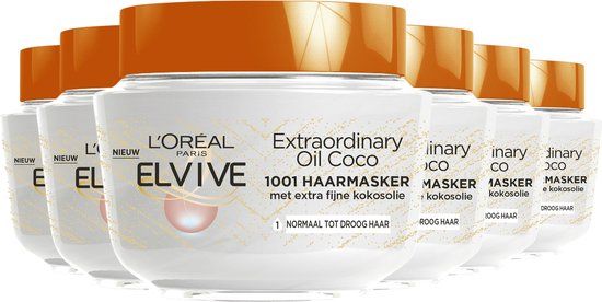 L'Oréal Elvive Extraordinary Oil Fijne Kokosolie - 6x 300ml - 2-in-1 Haarmasker
