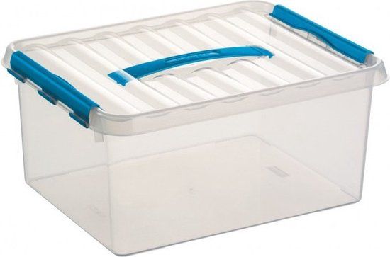 5x Sunware Opbergbox - 15 liter - 40 cm - Transparant/Blauw