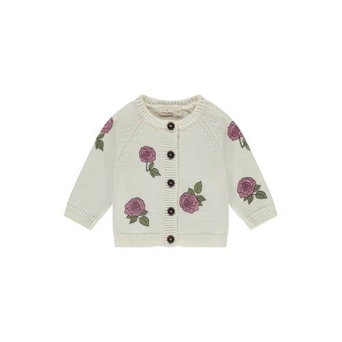 A Tiny Story gebloemde gebreid vest ecru