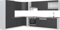 Vicco Hoekkeuken Fame-Line, Antraciet-goud/Wit, 347 x 257 cm, WB Marmer