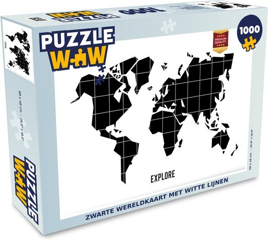 MuchoWow Puzzel Wereldkaart - Trendy - Zwart - Legpuzzel - Puzzel 1000 stukjes volwassenen